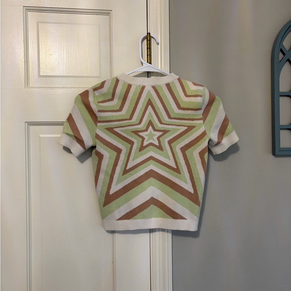 Forever 21 Star Patterned Crop Top - Green and Brown - Picture 2 of 3